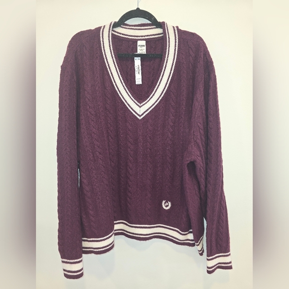 PINK Victoria's Secret Sweaters - Victoria Secret Pink Purple V-Neck Sweater Size Xxl Nwt